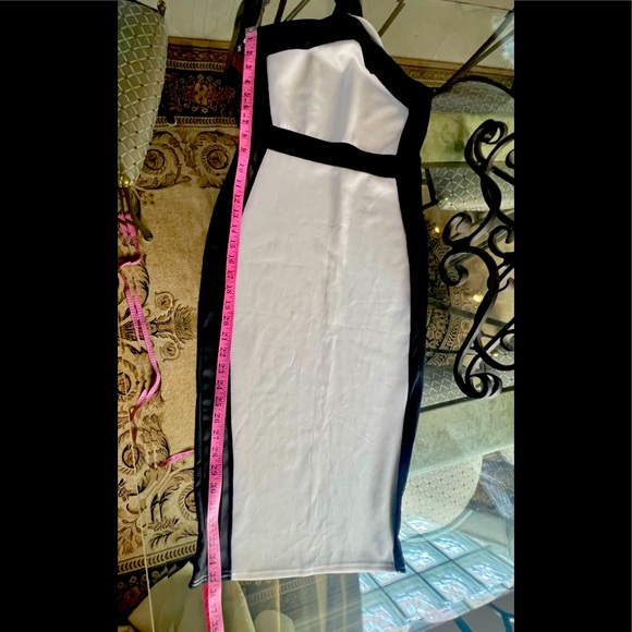 BOOHOO Strapy One Shoulder Black Side Mesh Scuba Body-con Midi Dress from UK - Picture 10 of 12